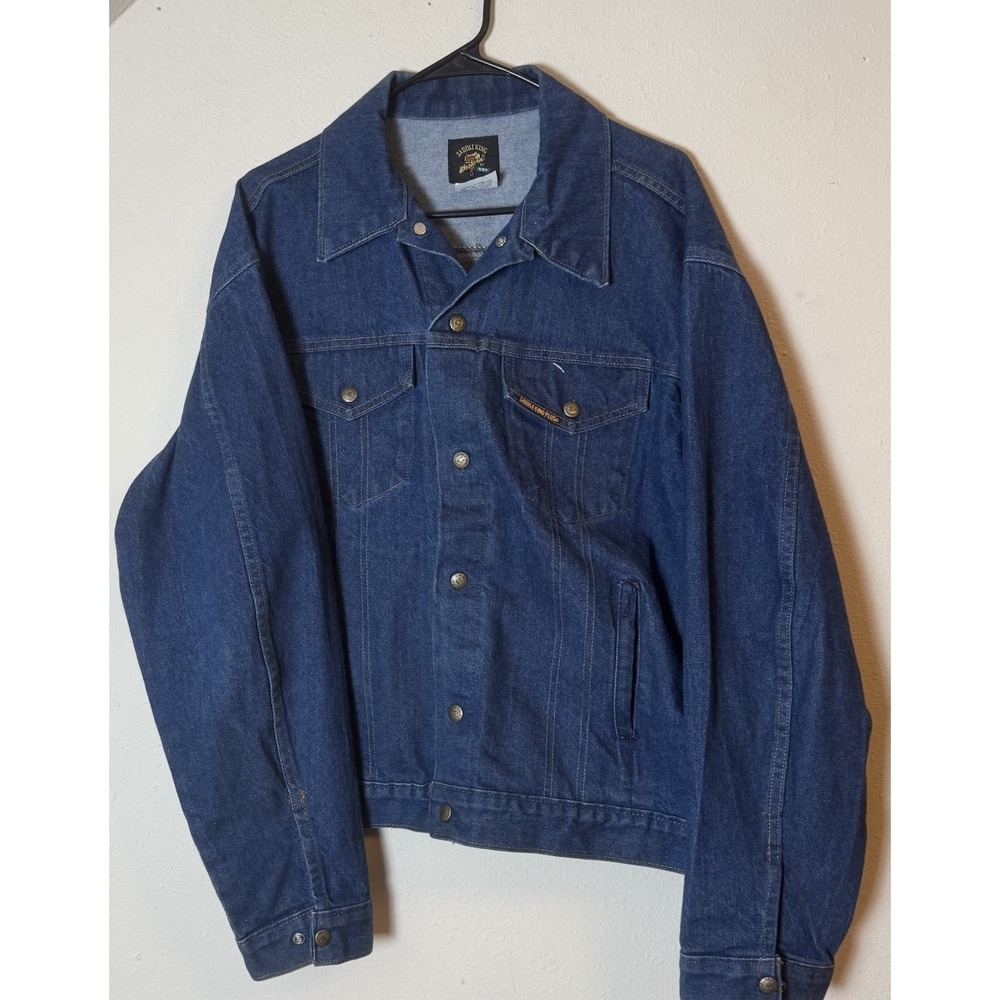 Vintage Saddle King Western by Key Denim Jacket 46 Regular USA Made 100% Cotton